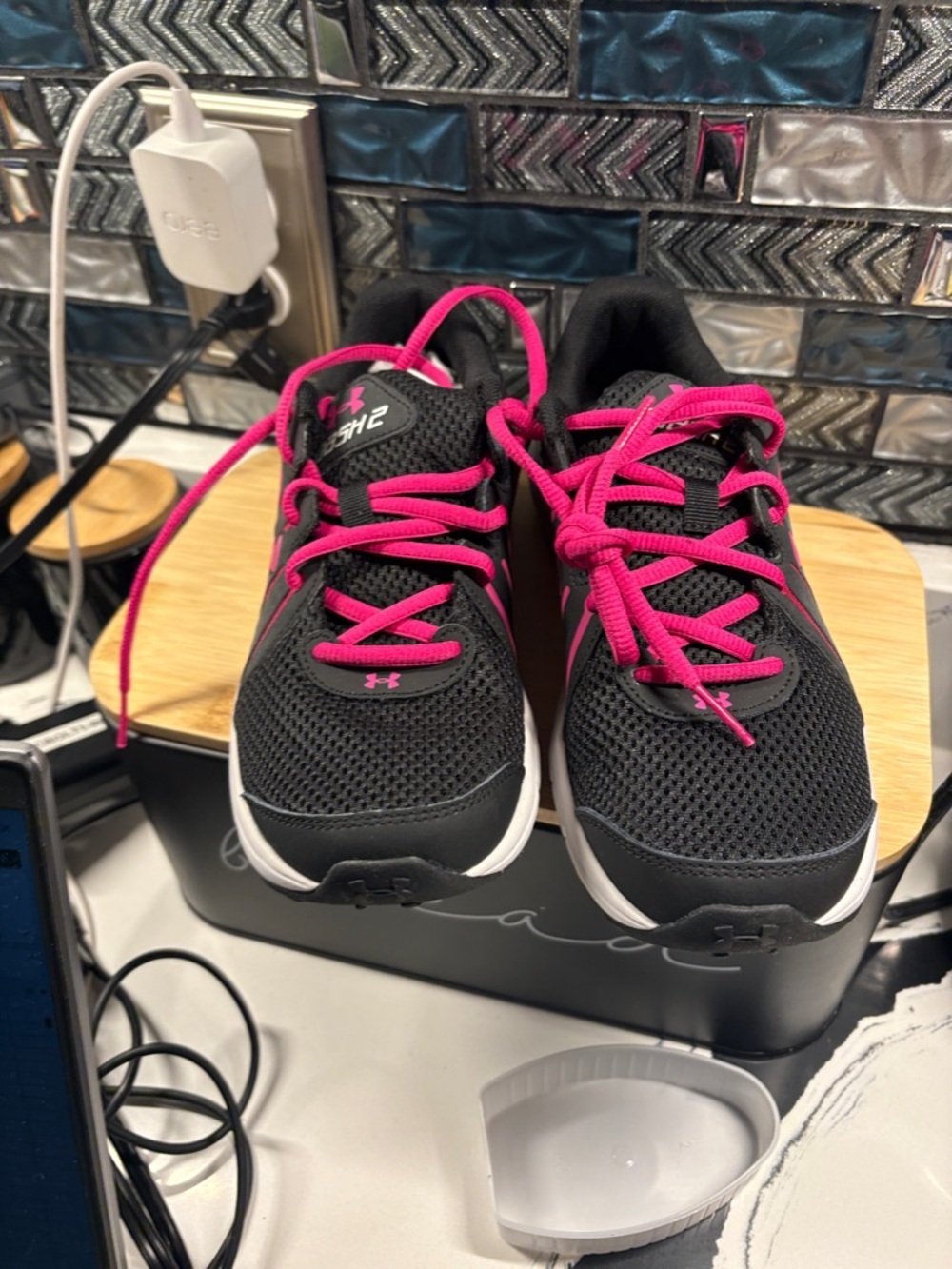 Under Armour Black Sneakers with Hot Pink Laces